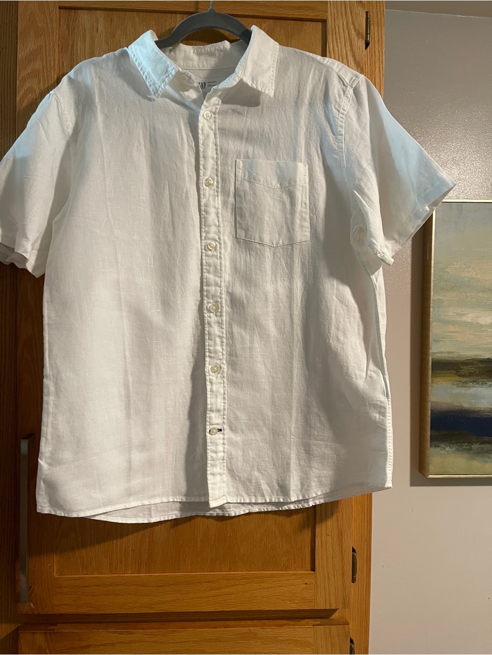 GAP Men's White Short-Sleeve Button-Down Shirt